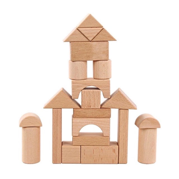 Building with deals wooden blocks